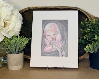 In the Womb Art | In Utero Fine Art Print | Sleeping Baby | Baby Girl | Mother's Day Gift | Giclee print of original art ~ In Utero