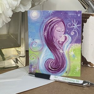 cartão do dia das mães | Mãe e filho | Estacionário | Cartão de nota em branco e envelope | obrigado da parteira você cartão comemorativo | arte ~ Segurando meu coração
