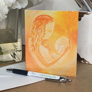Blanko Grußkarte für Mama| Muttertagskarte | Mutter und Kind Schreibwaren | Hebammen Geschenk | Schwangerschaft Kunst | Grußkarte | Kunst ~ Cherish