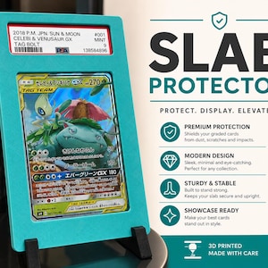 Slabskydd för PSA-graderade kort | 3D-printat skyddsfodral | Pokémon- och TCG-samlardisplay