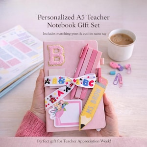 Teacher Planner A5 Personalized | Personalized Notebook for Teacher | Back to School Gift | Cute Pastel Planner | Name Initial Notebook