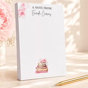 Personalized Floral Notepad, Custom Name Notepad, 5.5x8 Notepad, 50 Sheet Writing Pad, Personalized Stationery Gift, Cute Desk Notepad