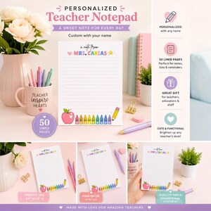 Teacher Notepad 5.5x8 Personalized Notepad, 50 Page Writing Pad, Cute Teacher Gift, Stationery Pad, Desk Notepad, Back to School Gift
