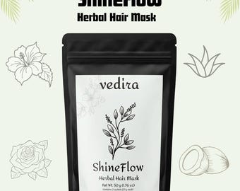 ShineFlow Fresh-Mix Hair Mask | Organic Hibiscus & Aloe Vera Powder for Deep Conditioning