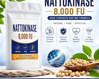 Nattokinase 8000 FU Tablets | High Strength Vegan Supplement | Non GMO & Gluten Free | Daily Wellness Support