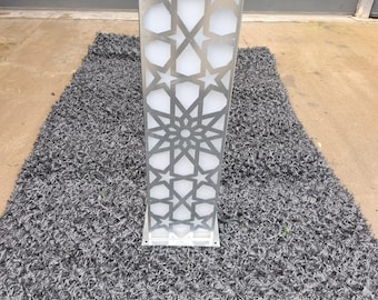 Modern Galvanized Steel Outdoor Light, Decorative CNC Laser Cut Garden Bollard, Geometric Pattern LED Lamp, Unique Landscape Decor