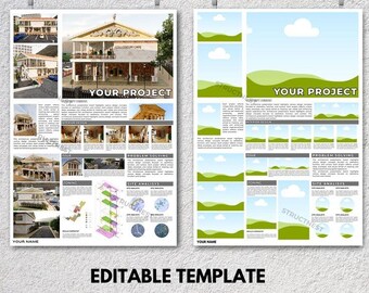 Architektur-Präsentationsvorlage: 90x60cm Design, bearbeitbar in Canva