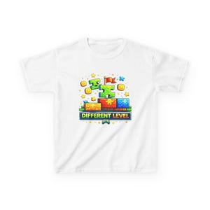 Different Level Pixel Platformer Kids Tee | Retro Video Game Blocks