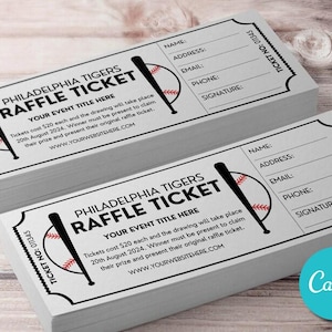 Plantilla editable para boletos de rifa, boleto personalizado para rifa sorpresa de deportes (hágalo usted mismo), boleto de rifa imprimible y editable digital de Canva