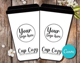 Editable Coffee Cup Cozy Display Card Template, Editable Cup Cozy Packaging, Personalized Printable, Display DIY Sleeve Holder Cozy Template