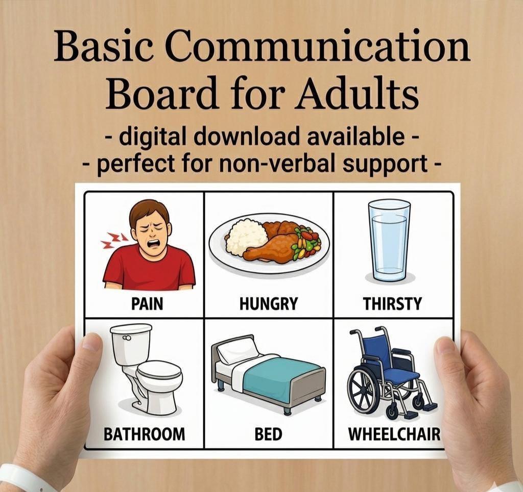 Adult Communication Board for Basic Needs- Simple and Easy-to-use ...