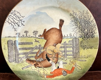 Vintage Cauldon England Hunting Plate, Humorous Equestrian Scene, 10 Inch Sporting
