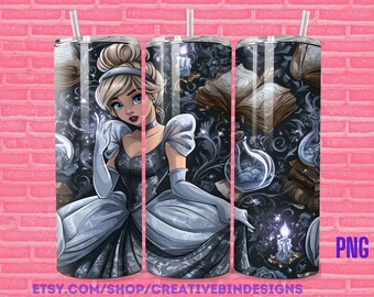 Princess Cinderella Vintage 20oz Skinny Tumbler Template PNG, Aladdin Coffee Skinny Tumbler Wrap Design PNG