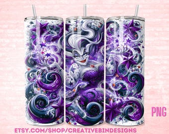 Villains Ursula 4th of July 20oz Skinny Tumbler PNG, Patriotic Tumbler, Independence Day Coffee Skinny Tumbler Wrap Design PNG