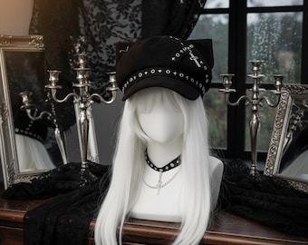 Kattenoorkapje met studs | Gothic-punk zwarte hoed | Accessoires voor zachte e-girls