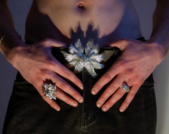 Klamra Ptak Modliszki ze srebra próby 925