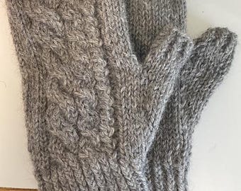 Wool Knit Fingerless Mittens
