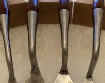 4 Dog Leg Bent Cranked Fishtail Spoon Gouge Set # 7 / 30mm 25mm 20mm 15mm W/case