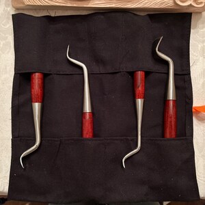 4 Dog Leg 45 Bent Fishtail Spoon Gouge Set # 7 / 30mm 25mm 20mm 15mm W/case image 16