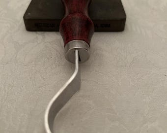 Forged Single Bevel Sloyd Hook Knife Stainless Blade Cherry Stain Hand Made