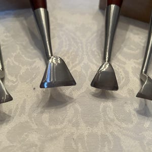 4 Dog Leg 45 Bent Fishtail Spoon Gouge Set # 7 / 30mm 25mm 20mm 15mm W/case image 2