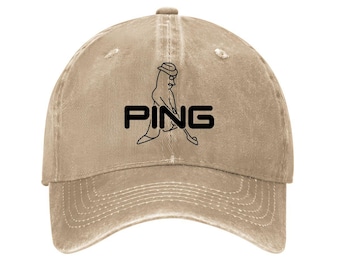 ping golf Printed Logo Cotton Hat Unisex Washed Denim Baseball Cap