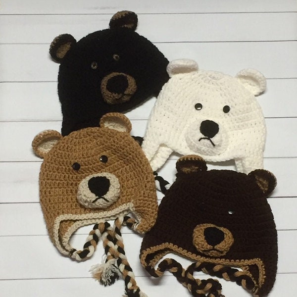 Crocheted Teddy Bear Hat, Polar Bear Hat, Grizzly Bear Hat, Brown Bear Hat, Crocheted Adult Bear Hat, Polar Plunge, Sporting events,