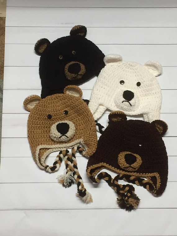 Crocheted Teddy Bear Hat Polar Bear Hat Grizzly Bear Hat Brown Bear Hat Crocheted Adult Bear Hat Polar Plunge Sporting Events Etsy