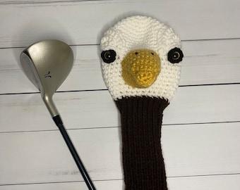 Knit Bald Eagle Golf Club Cover: Novelty Golf Gift