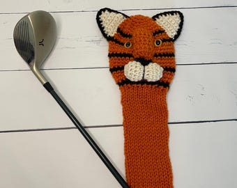 Knit Tiger Golf Club Cover, Big Cat Driver Headcover
