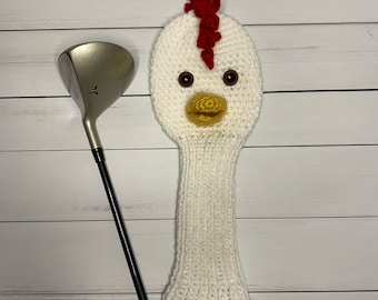 Knit Chicken Golf Club Cover, Novelty Golf Gift