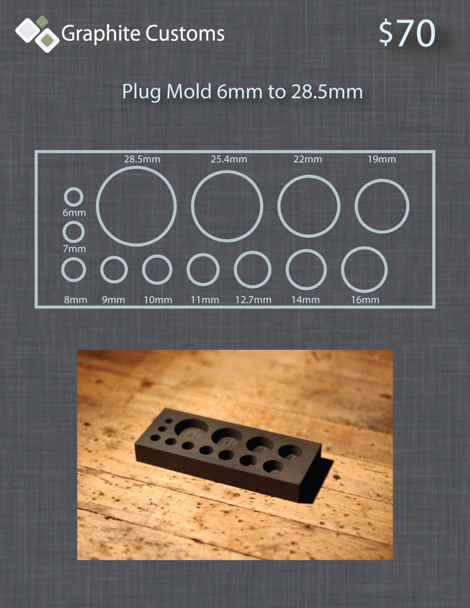 Glass Plug Mold 6mm to 28.5mm 1.125 Etsy