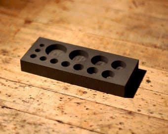 ガラスゲージグラファイトモールド 6 mm ～ 28.5 mm (1.125") – ガラスと金属のアートプロジェクト用に精密機械加工、カスタムサイズも利用可能