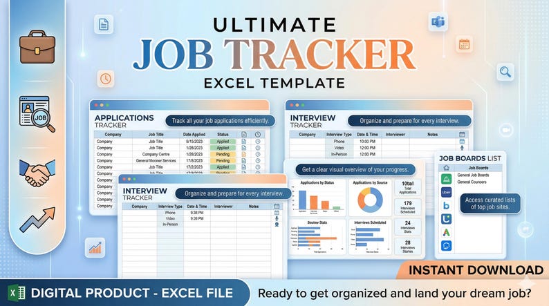 Job Application Tracker Excel Spreadsheet | Job Search Organiser ...