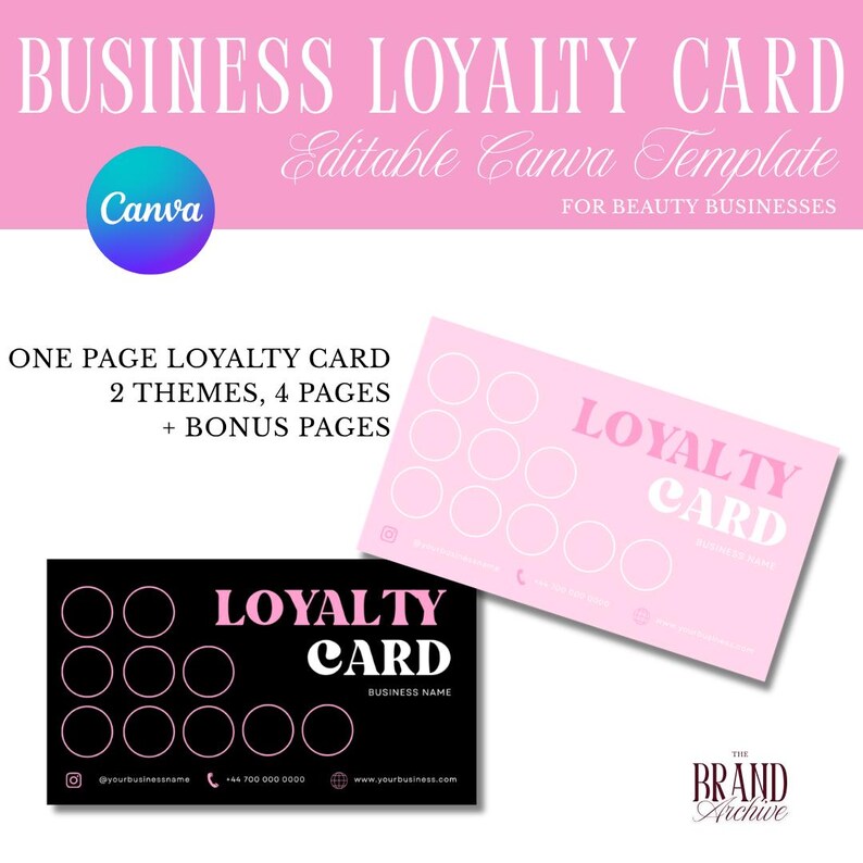 Editable Canva Loyalty Card Template | Beauty Business Client Rewards ...
