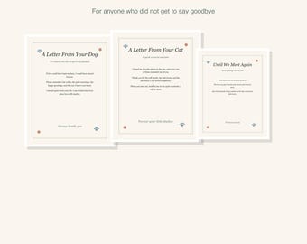 Regalo conmemorativo para mascotas, carta de tu perro, carta de tu gato, imprimible del Puente Arcoíris, descarga digital de condolencias por la pérdida de una mascota