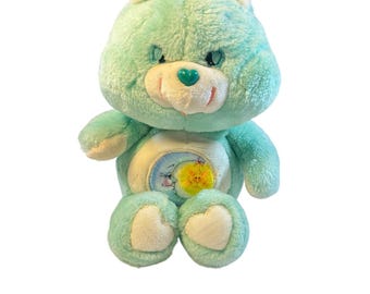 VTG Care Bears Bedtime Bear plush. Kenner 1983. light green moon star belly.