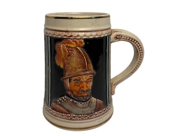 VTG West German Gerz Handgemalt soldier beer stein. No lid.  Ceramic. Biergarten
