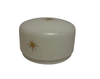 VTG MCM white glass ceiling light cover. Starburst pattern. 6 inch opening.