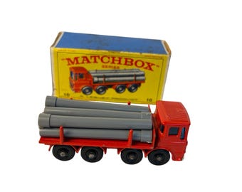 VTG Lesney Matchbox #10 Pipe Truck with original box, loose pipes included 1960s