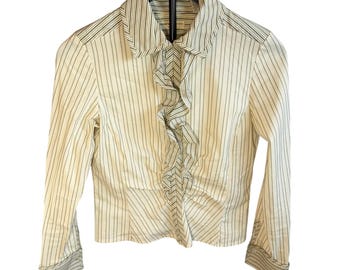 VTG Valerie separates petite cream ruffle front blouse.  Size PS. western, 80s