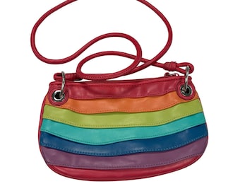 VTG Nine West muted rainbow crossbody purse. faux leather.