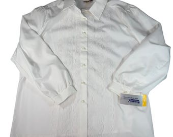 VTG NWT womens white button up lace front blouse. Size 22W. praire, cottagecore