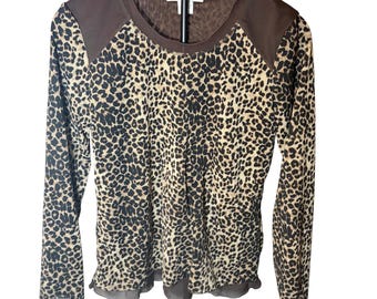 Nygard Collection Vintage leopard print blouse. Long sleeve 2 layer.  Size M