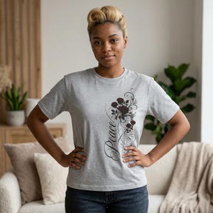 Peace Floral Doves Tee | Floral Script Peace T-Shirt