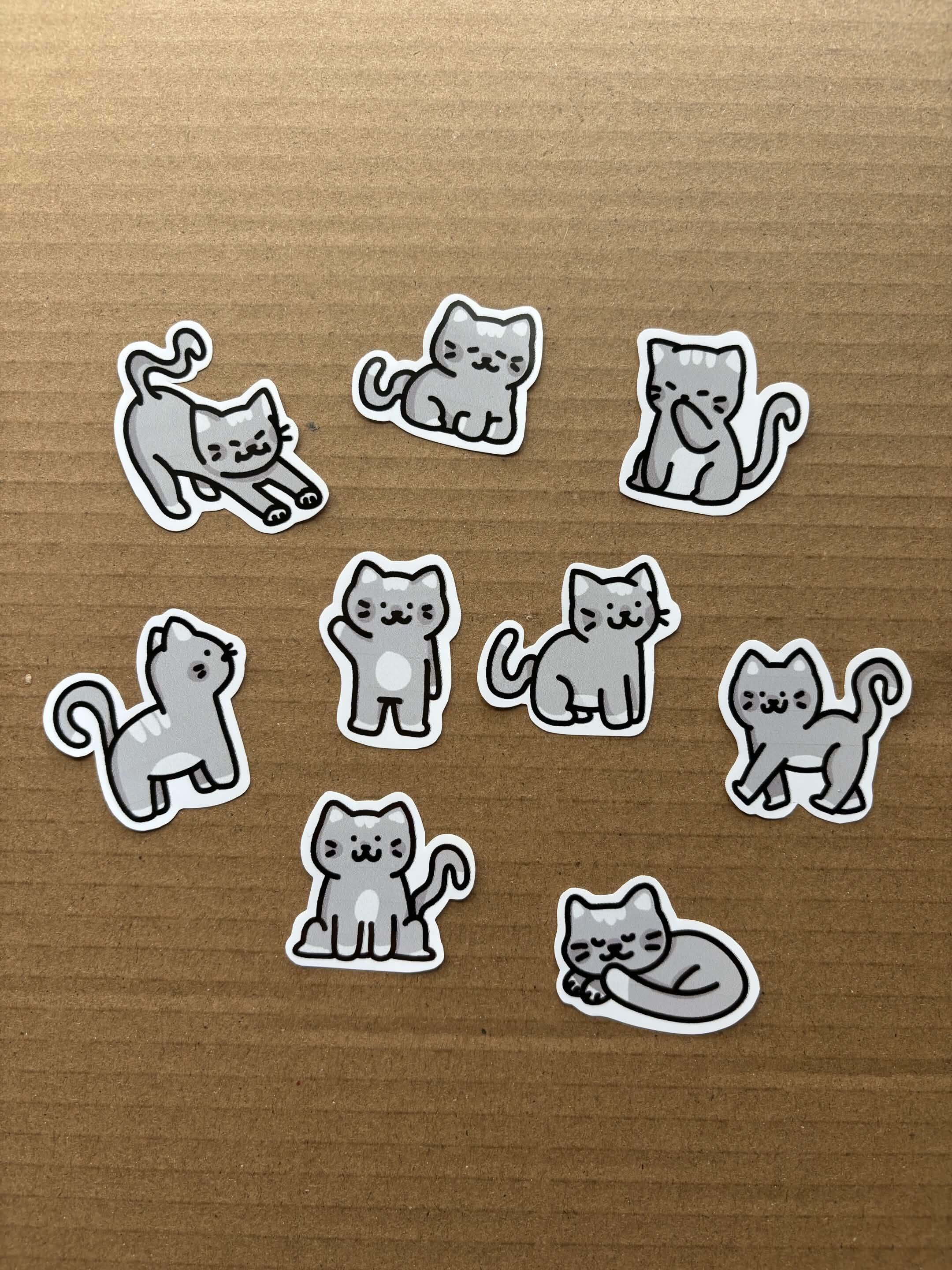 Gray Back Sticker Grey Tabby Cat Stickers | Kitty Pack - Etsy