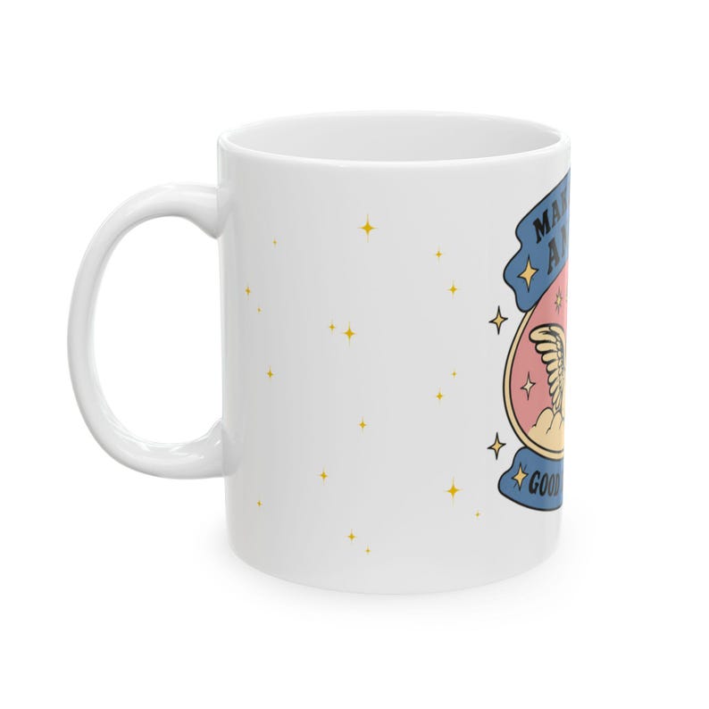 Taza de ángel vintage | Taza de café celestial retro | Taza de querubín adorable | Decoración de cocina coqueta imagen 3
