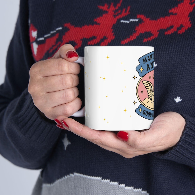 Taza de ángel vintage | Taza de café celestial retro | Taza de querubín adorable | Decoración de cocina coqueta imagen 10