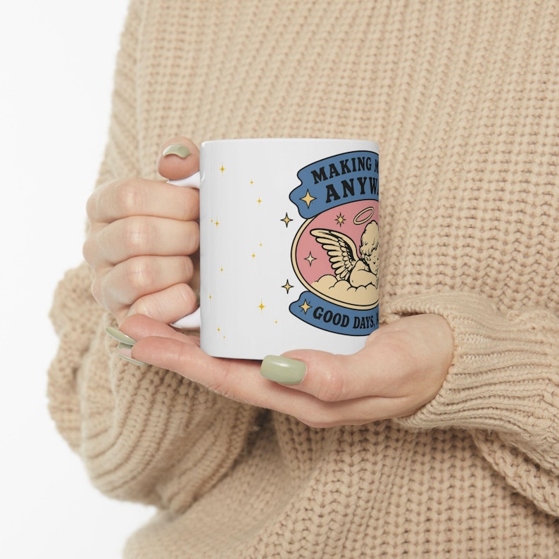 Taza de ángel vintage | Taza de café celestial retro | Taza de querubín adorable | Decoración de cocina coqueta imagen 7