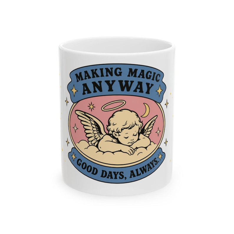 Taza de ángel vintage | Taza de café celestial retro | Taza de querubín adorable | Decoración de cocina coqueta imagen 1